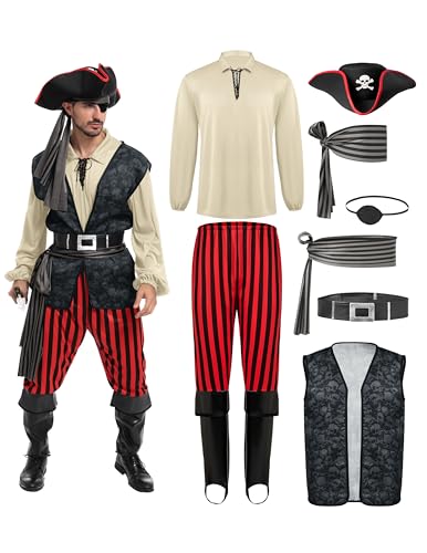 Spooktacular Creations Erwachsene Herren Beige Piratenkostüm für Halloween, Kostümparty, Süßes oder Saures, Cosplay-Party von Spooktacular Creations