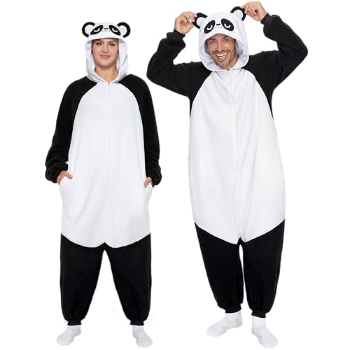 Spooktacular Creations Erwachsene Unisex-Pyjama, Panda-Kapuzen-Overall-Kostüm mit Hut, Kapuzen-Nachtwäsche mit Reißverschluss für Halloween-Cosplay-Kostüm, M Spooktacular Creations Erwachsene Unisex-Pyjama, Panda-Kapuzen-Overall-Kostüm mit Hut, Kapuzen-Nachtwäsche mit Reißverschluss für Halloween-Cosplay-Kostüm, M von Spooktacular Creations