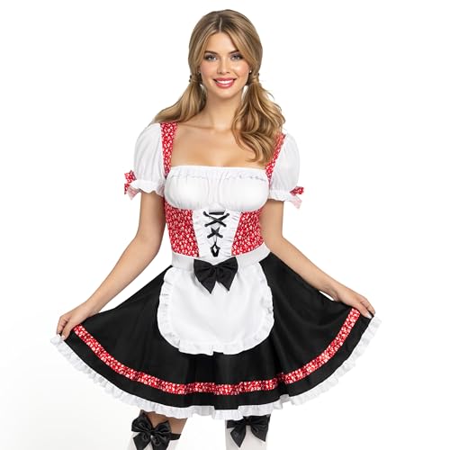 Spooktacular Creations Frauen Deutsch Oktoberfest Kostümset, schwarzes und rotes Deutsch Bier Mädchenkleid und hohe Strümpfe für Adult Halloween Dress Up Party Cosplay von Spooktacular Creations