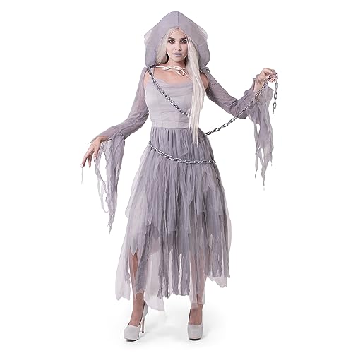 Spooktacular Creations Frauen Haunting Beauty Kleid Kostüm mit Kunststoff-Kette, Kapuze Cape für Erwachsene Halloween Dress Up Party Cosplay-M von Spooktacular Creations