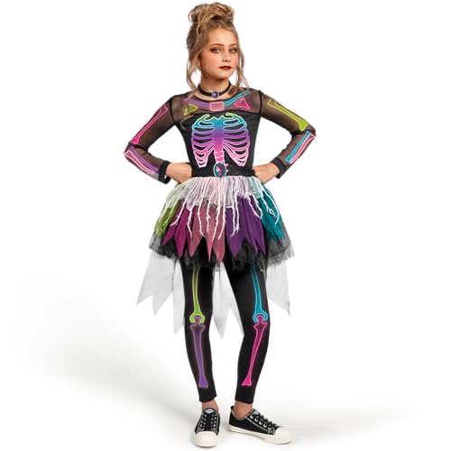 Spooktacular Creations Funky Skeleton Tutu-Kleid für Mädchen, Punky Bones Buntes Skelett-Kostüm für Halloween-Party-M Spooktacular Creations Funky Skeleton Tutu-Kleid für Mädchen, Punky Bones Buntes Skelett-Kostüm für Halloween-Party-M von Spooktacular Creations
