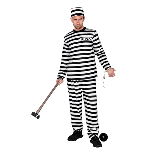Spooktacular Creations Gefangenen Kostüm erwachsene Männer Insassen Jailbird Jumpsuit für Halloween Dress-up-Party, Rollenspiele Cosplay-L von Spooktacular Creations