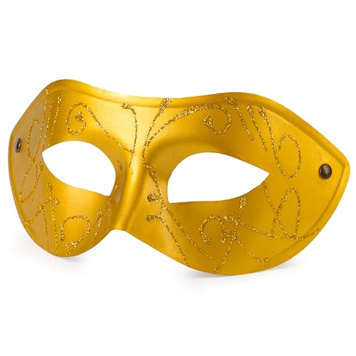 Spooktacular Creations Goldene Venezianische Maske, Maskerade Maske, Venezianischen Cosplay Fasching Verkleidung Maskenball Venedig Karneval Mottoparty Kostüm Maske für Herren und Damen von Spooktacular Creations