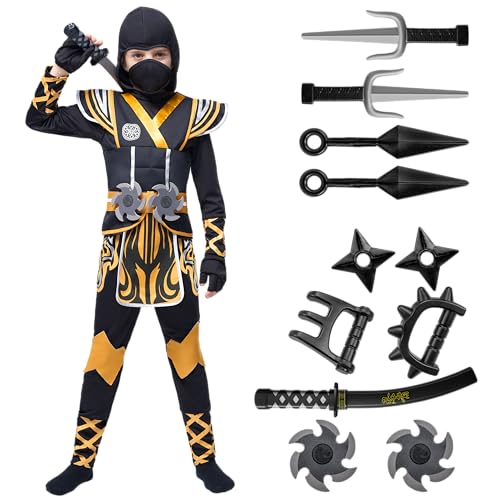 Spooktacular Creations Goldenes Ninja Kostüm für Kinder und Kleinkind - Jungen Verkleidung für Mottopartys und Halloween von Spooktacular Creations