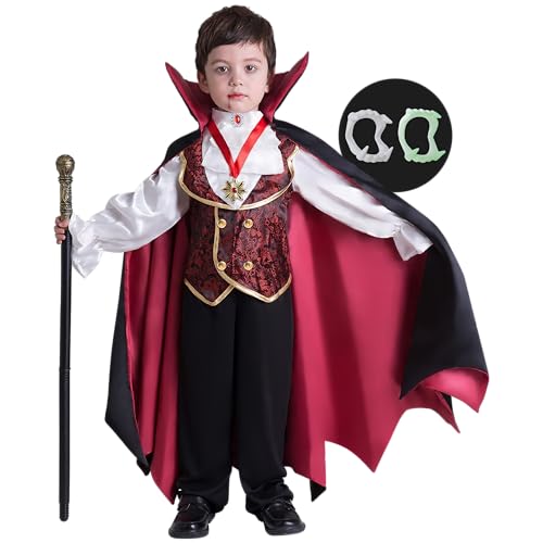 Spooktacular Creations Gotisch Vampir Kostüm, Vampirkostüm Deluxe Set für Kinder Jungen, Kinder Halloween Party, Dress Up, Rollenspiele und Cosplay (Large, Black) von Spooktacular Creations