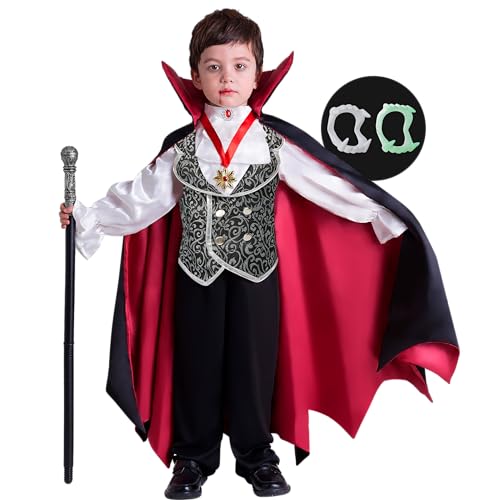 Spooktacular Creations Graues Gothic-Vampir-Kostüm-Deluxe-Set für Jungen, Kinder-Halloween-Partygeschenke, Verkleidung, Rollenspiele von Spooktacular Creations