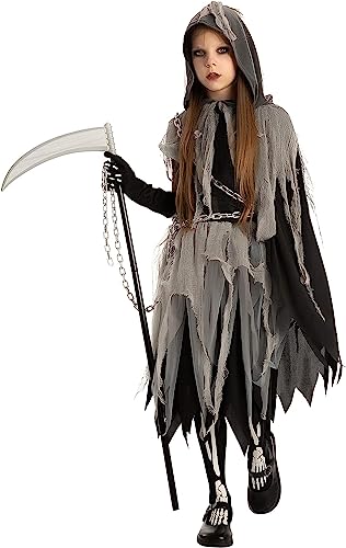 Spooktacular Creations Sensenmann Kostüm für Kinder Sensenmann Halloween Kostüm mädchen Grim Reaper Girl Costume Cosplay Outfit Halloween Party S 5-7 Jahre von Spooktacular Creations