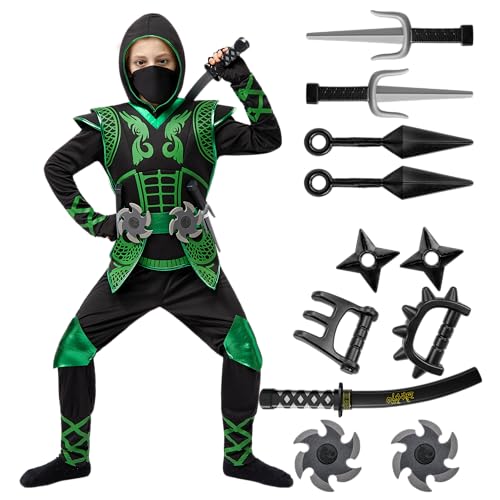 Spooktacular Creations Grünes Deluxe Ninja Kostüm set mit Ninja Schaumstoff Zubehör, Spielzeug für Kinder, Kung Fu Outfit, Halloween Ideen Spooktacular Creations Grünes Deluxe Ninja Kostüm set mit Ninja Schaumstoff Zubehör, Spielzeug für Kinder, Kung Fu Outfit, Halloween Ideen von Spooktacular Creations