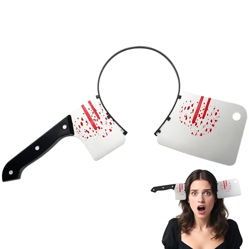 Spooktacular Creations Hackmesser-Stirnband, Halloween-Stirnband, Hackmesser im Kopf, blutiges, gruseliges Zombie-Kostümzubehör für Männer und Frauen, Kostümparty-Geschenk von Spooktacular Creations