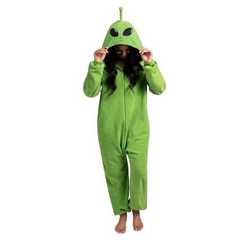 Spooktacular Creations Halloween Alien Pyjama Plüschkostüm Unisex Erwachsene mit Hutschwanz für Verkleidungspartys, Rollenspiele, Mottopartys, Halloween Kostüm von Spooktacular Creations