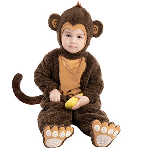 Spooktacular Creations Halloween-Baby-Affenkostüm mit Spielzeug-Banane, niedliche kleine Halloween-Verkleidung für Kleinkinder, Unisex, Party mit Tiermotiven (18–24 Monate) von Spooktacular Creations