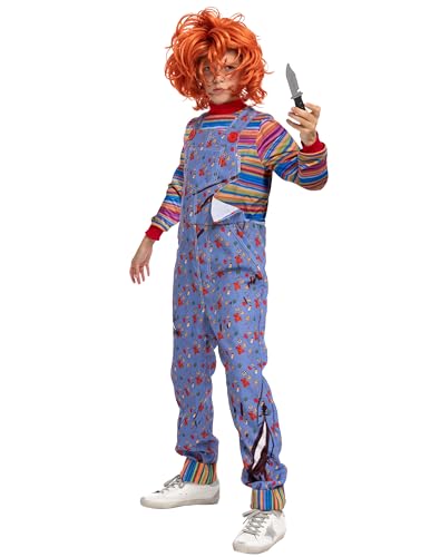 Spooktacular Creations Halloween Chucky Kostüm für Kinder, Kids Play Chucky Kostüm Jumpsuit und Perücke Outfit(Small(5-7 yrs)) von Spooktacular Creations