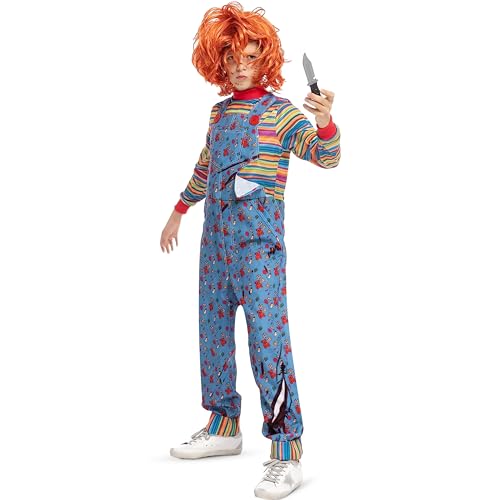 Spooktacular Creations Halloween Chucky Kostüm für Kinder, Kinder spielen Chucky Kostüm Overall und Perücke Outfit (Medium (8-10yr)) von Spooktacular Creations