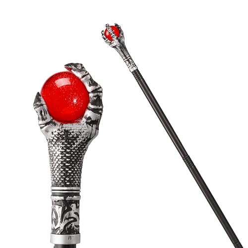Spooktacular Creations Halloween Gehstöcke Walking Cane Rot Antiker Gehstock, runder Stab für Zaubererkostüm, Zepter, Zubehör für Halloween-Partys, Rollenspiele, Verkleidungspartys von Spooktacular Creations