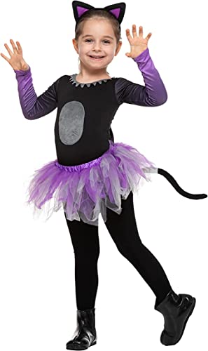 Spooktacular Creations Halloween Kind Mädchen Lila Schwarz Tutu Katze Rock Kostüm für Party (3T (3-4 yr)) von Spooktacular Creations