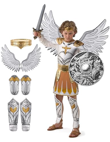 Spooktacular Creations Halloween-Kostüm „Goldener Erzengel“ für Kinder, mittelalterliches Gladiator-Outfit-Set mit Zubehör für Halloween-Rollenspiele und Mottopartys Spooktacular Creations Halloween-Kostüm „Goldener Erzengel“ für Kinder, mittelalterliches Gladiator-Outfit-Set mit Zubehör für Halloween-Rollenspiele und Mottopartys von Spooktacular Creations