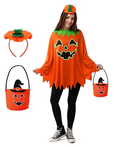 Spooktacular Creations Halloween-Kostüm für Damen mit im Dunkeln leuchtendem Kürbis-Poncho, Erwachsenen-Set, Halloween-Kostüme für Frauen, Rollenspiele Spooktacular Creations Halloween-Kostüm für Damen mit im Dunkeln leuchtendem Kürbis-Poncho, Erwachsenen-Set, Halloween-Kostüme für Frauen, Rollenspiele von Spooktacular Creations