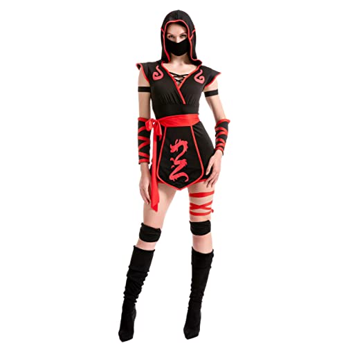 Spooktacular Creations Halloween-Kostüm für Erwachsene, Damen, Ninja-Kostüm (red, XX-Large) von Spooktacular Creations