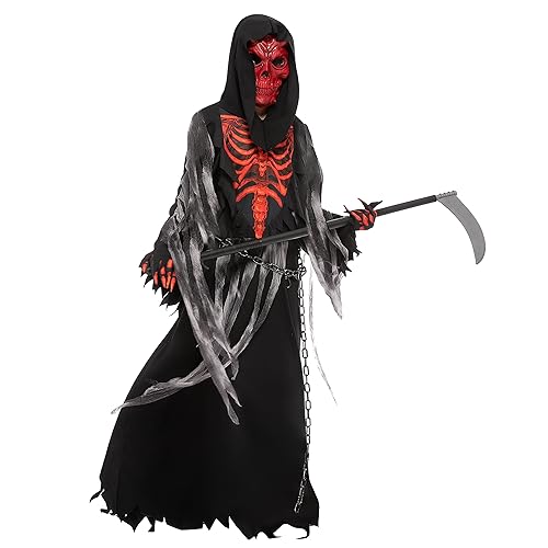 Spooktacular Creations Halloween-Kostüm für Jungen mit rotem Totenkopf-Motiv, für Party, Größe M (8 10 Jahre) von Spooktacular Creations