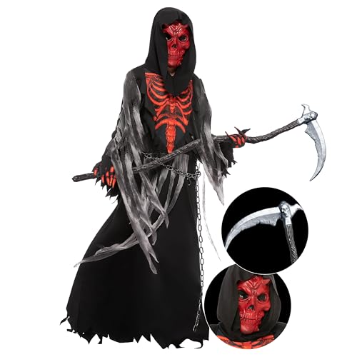Spooktacular Creations Halloween-Kostüm für Jungen mit rotem Totenkopf-Motiv, für Party Größe S (5-7 Jahre) von Spooktacular Creations