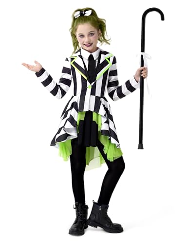 Spooktacular Creations Halloween-Kostüm für Kinder, Mädchen, Horror, schwarz-weiß, vertikal gestreift, Größe M Spooktacular Creations Halloween-Kostüm für Kinder, Mädchen, Horror, schwarz-weiß, vertikal gestreift, Größe M von Spooktacular Creations