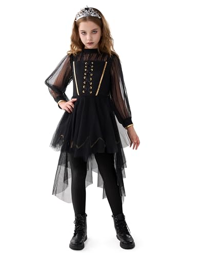 Spooktacular Creations Halloween-Kostüm für Kinder, schwarze Prinzessin, Mädchen, gefallenes Kleid, Outfit mit Stirnband für Kinder, Halloween-Rollenspiele, Mottopartys-M-M von Spooktacular Creations