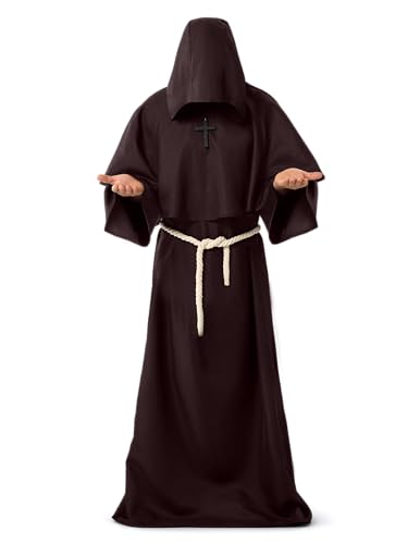Spooktacular Creations Halloween-Mönchskostüm, mittelalterliche braune Mönchsrobe für Erwachsene, Renaissance-Priesterrobe für Halloween-Ankleide-Cosplay-Party Spooktacular Creations Halloween-Mönchskostüm, mittelalterliche braune Mönchsrobe für Erwachsene, Renaissance-Priesterrobe für Halloween-Ankleide-Cosplay-Party von Spooktacular Creations