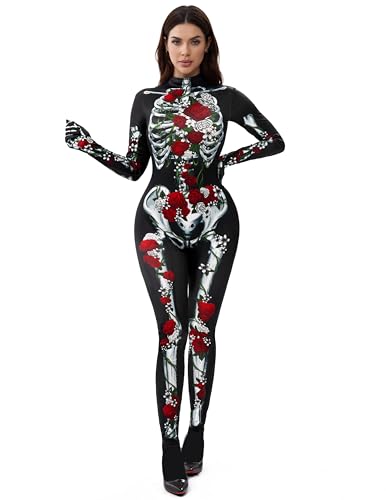 Spooktacular Creations Halloween-Overall-Kostüm für Damen mit Blumenmuster, Skelett-Overall für Erwachsene, Halloween-Kostüm, Cosplay-Party-M Spooktacular Creations Halloween-Overall-Kostüm für Damen mit Blumenmuster, Skelett-Overall für Erwachsene, Halloween-Kostüm, Cosplay-Party-M von Spooktacular Creations