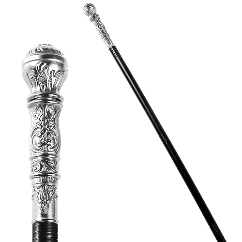 Spooktacular Creations Halloween Silver Walking Cane, Kostüm Walking Stick, Vintage Cane Requem Accessoire für Halloween -Party, täuschen Spooktacular Creations Halloween Silver Walking Cane, Kostüm Walking Stick, Vintage Cane Requem Accessoire für Halloween -Party, täuschen von Spooktacular Creations