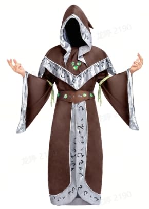 Spooktacular Creations Halloween-Zaubererkostüm, Braunes Zaubererkostüm für Herren, Zauberer-Outfit für Halloween-Partys, Cosplay, Rollenspiel (M) von Spooktacular Creations