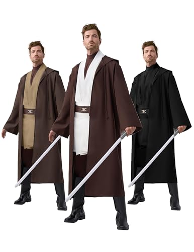 Spooktacular Creations Herren Braune Tunika Kapuzenrobe Kostüm， Ritterkostüm, Kapuzenrobe, Uniform, Cosplay, Komplettes Halloweenkostüm-Set XXL von Spooktacular Creations