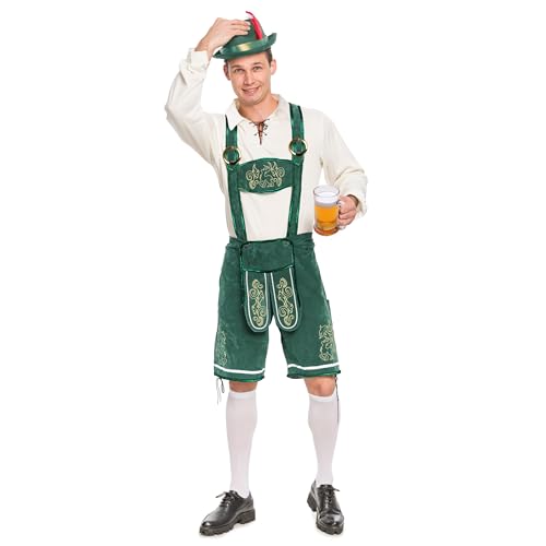 Spooktacular Creations Herren Deutsches Bayerisches Oktoberfest Kostüm Grün Set für Halloween Verkleidungsparty und Bierfest Deutsches Motto Party, Small von Spooktacular Creations