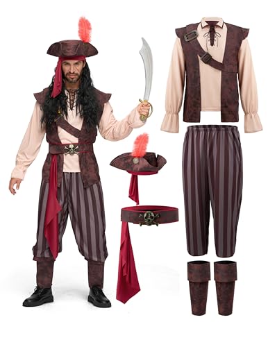 Spooktacular Creations Herren Karibik Piraten Kostüm Erwachsene Seekapitän Räuber Kostüm für Halloween Dress Up Party, Cosplay Party Spooktacular Creations Herren Karibik Piraten Kostüm Erwachsene Seekapitän Räuber Kostüm für Halloween Dress Up Party, Cosplay Party von Spooktacular Creations
