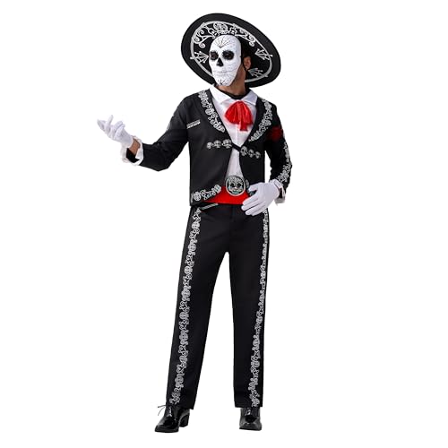 Spooktacular Creations Herren Tag der Toten Kostüm Mariachi Senor Kostüm Set Halloween Dress Up Party, Dia de Los Muertos (Small) von Spooktacular Creations