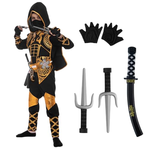 Spooktacular Creations Kinder Golden Ninja Kostüm für Jungen Halloween Dress Up Spooktacular Creations Kinder Golden Ninja Kostüm für Jungen Halloween Dress Up von Spooktacular Creations