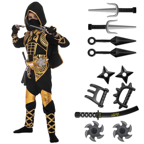 Spooktacular Creations Kinder Golden Ninja Kostüm für Jungen Halloween Dress Up Spooktacular Creations Kinder Golden Ninja Kostüm für Jungen Halloween Dress Up von Spooktacular Creations
