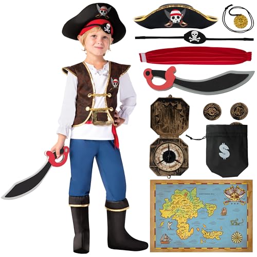 Spooktacular Creations Kinder Piraten Kostüm, Deluxe Jungen Piratenkostüm Set (3-10 Jahre) (Medium) von Spooktacular Creations