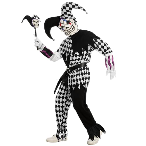 Spooktacular Creations Halloween-Clown-Kostüm für Kinder mit Maske für gruselige Clown-Kostümparty, Schwarz, L von Spooktacular Creations