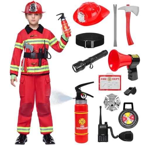 Spooktacular Creations Feuerwehrmann Kostüm, Kinder Feuerwehr Rollenspiel Set mit Feuerlöscher, Feuerwehrhelm, Feuerwehrmann Spielzeug, Feuerwehrmann Verkleidung für Jungen Mädchen Karneval Halloween Spooktacular Creations Feuerwehrmann Kostüm, Kinder Feuerwehr Rollenspiel Set mit Feuerlöscher, Feuerwehrhelm, Feuerwehrmann Spielzeug, Feuerwehrmann Verkleidung für Jungen Mädchen Karneval Halloween von Spooktacular Creations