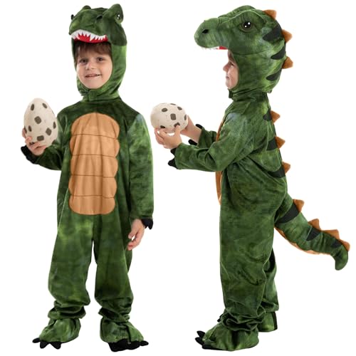 Spooktacular Creations Kindergrün realistischer T-Rex-Kostüm Dinosaurier-Jumpsuit mit Spielzeugei für Jungen Halloween Dress-up Party (mittel (8-10 Jahre)) von Spooktacular Creations