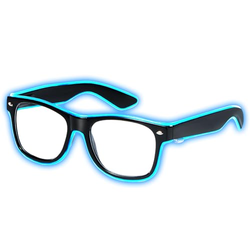 Spooktacular Creations Leuchtende Neon Brille, leuchtende LED-Sonnenbrille, (blau) Halloween-Partyzubehör grüne beleuchtete Neonbrille mit 3 Modi, leuchtet im Dunkeln von Spooktacular Creations
