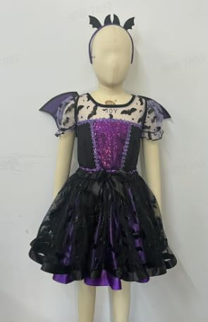 Spooktacular Creations Lila Fledermaus-Tutu-Kostüm für Halloween, Kleinkinder, Fledermaus-Vampir-Outfit-Set mit Flügel-Stirnband für Kinder, Halloween-Ankleide-Karnevalspartys von Spooktacular Creations