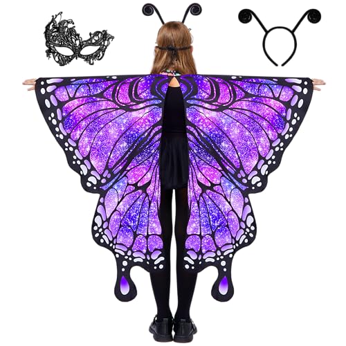Spooktacular Creations Lila Schmetterlingskostüm für Mädchen mit Sternen, Schmetterlingsflügel-Set mit Schal, schwarzem Haarband und Augenmaske für Halloween-Kostüm und Cosplay Spooktacular Creations Lila Schmetterlingskostüm für Mädchen mit Sternen, Schmetterlingsflügel-Set mit Schal, schwarzem Haarband und Augenmaske für Halloween-Kostüm und Cosplay von Spooktacular Creations