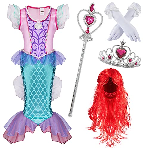 Spooktacular Creations Little Girl Mermaid Princess Costume Include Mermaid red Wig, Crown, Magic Wand and Gloves! (Small (5 – 7 yrs)) von Spooktacular Creations
