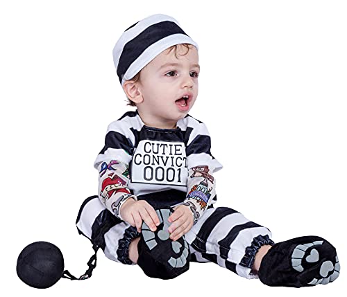 Spooktacular Creations Lovely Baby Prisoner Convict Costume Infant Deluxe Set for Halloween Jail Dress Up Party (12-18 Months) von Spooktacular Creations