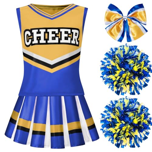 Spooktacular Creations Mädchen Blue Cheerleader Kostüm, Halloween Cute Cheer Uniform Outfit mit Accessoires für die Halloween High School Cheerleader Dress Up Kostüm-L Spooktacular Creations Mädchen Blue Cheerleader Kostüm, Halloween Cute Cheer Uniform Outfit mit Accessoires für die Halloween High School Cheerleader Dress Up Kostüm-L von Spooktacular Creations