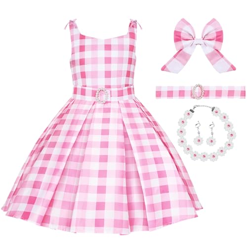 Spooktacular Creations Mädchen-Halloween-Kostüm, rosa kariertes Kleid-Kostüm, rosa Puppenkleid für Mädchen, Halloween-Party, Rollenspiele (XL (12–14 Jahre)) von Spooktacular Creations