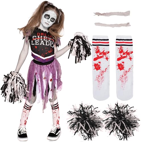 Spooktacular Creations Mädchen gruseliger blutiger Cheerleaderkostüm, schwarzes Zombie-Cheerleader-Kostüm für Halloween Dress-up-Partys-L Spooktacular Creations Mädchen gruseliger blutiger Cheerleaderkostüm, schwarzes Zombie-Cheerleader-Kostüm für Halloween Dress-up-Partys-L von Spooktacular Creations