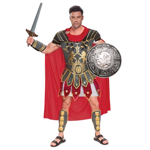 Spooktacular Creations Mutige Roman Gladiator Kostüm Set für Herren Halloween Verkleidung Dress Up Party (X-Large, Red) von Spooktacular Creations