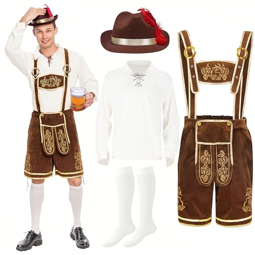 Spooktacular Creations Oktoberfest Herren Outfit, Abnehmbarem Lätzchenträger, Kniesocken und Bayerischen Filzhüte Lederhosen bayrische tracht herren lederhose herren S Spooktacular Creations Oktoberfest Herren Outfit, Abnehmbarem Lätzchenträger, Kniesocken und Bayerischen Filzhüte Lederhosen bayrische tracht herren lederhose herren S von Spooktacular Creations